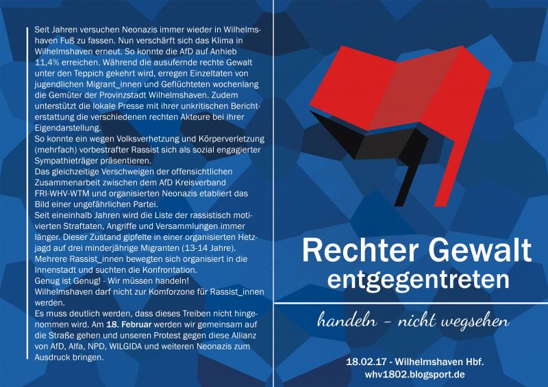 Rechter Gewalt entgegentreten: handeln - nicht wegsehen - Flyer Außenseite