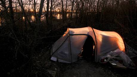 Zelt auf der Donauinsel in Wien