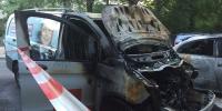 Der SPD-Wahlkampfbus wurde durch die Flammen völlig zerstört.Foto:Böttcher