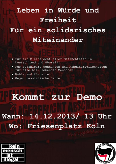 [Köln] Antirassistische Demo: Leben in Freiheit und Würde - Für ein solidarisches Miteinander