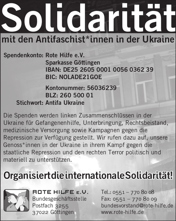 Ukraine Rote Hilfe  Solidarität