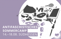 Banner des antifaschistischen sommercamps vom 14. - 18.08.2014 in Südhessen