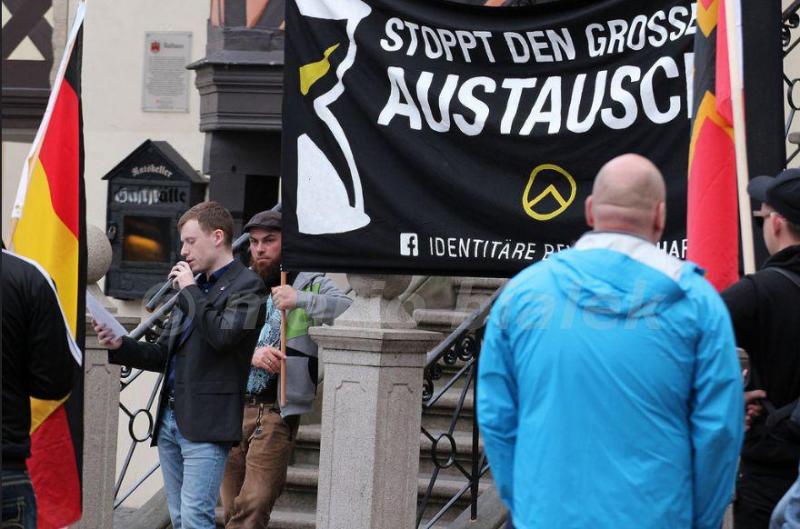 AfD-MdL Jan Wenzel Schmidt als Redner bei einer Veranstaltung der IB Harz, Foto: Mario Bialek