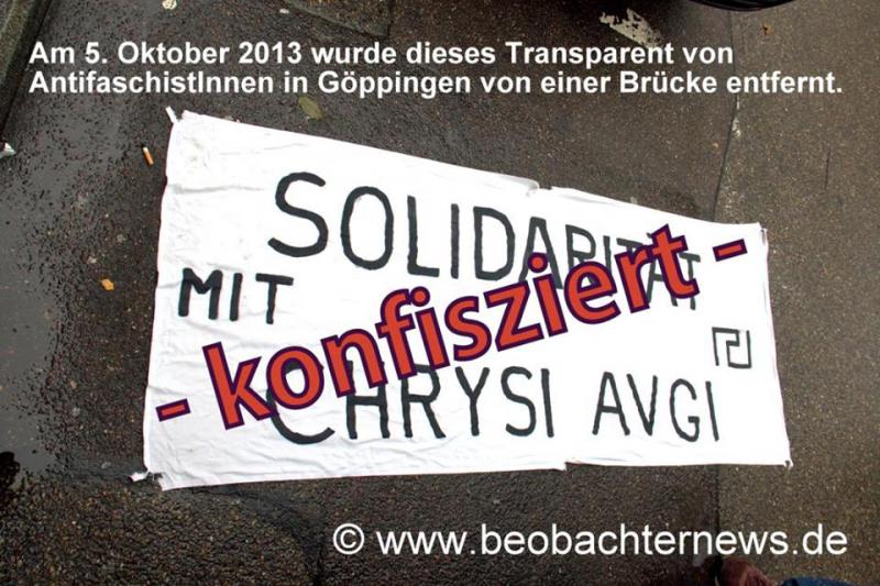 Konfisziertes Nazi-Transparent