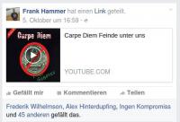 Frank Zunner postet "Feinde unter uns" auf Facebook nach der Enttarnung Roland Sokols als V-Mann