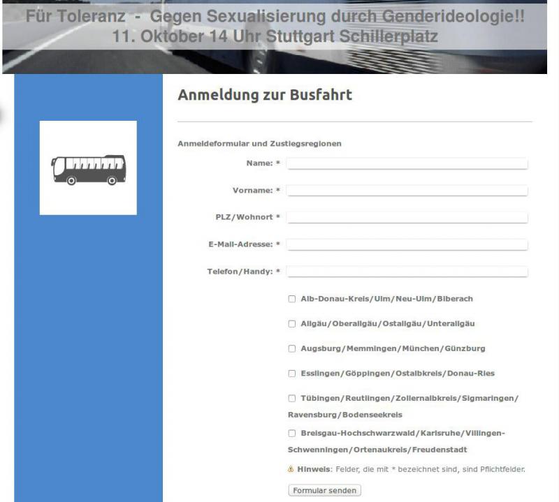 Demo für alle 2015, Anmeldung zur Busfahrt