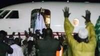 Jammeh waving goodbye to his friends, family and supporters
