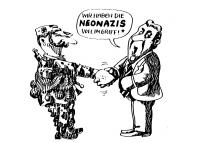 "Wir haben die Neonazis voll im Griff" - Karikatur Ende der 80er Jahre