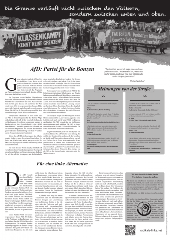 Vorschaubild der Wandzeitung „AfD: Partei für die Bonzen“