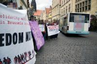 Soli-Kundgebung in Münster für den refugee march for freedom 2