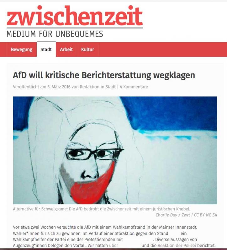 Die "Zwischenzeit" hat berichtet, was der AfD nicht passt. Screenshot