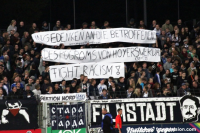 Potsdam: Banner-Aktion beim Spiel des SV Babelsberg 03 am 12. September 2014