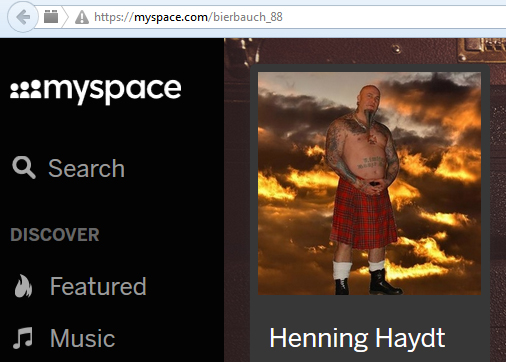 Hen­ning Haydts Profil „bier­bauch 88“ auf Mys­pace