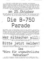 Handzettel zur B-750 Parade / Büro für ungewöhnliche Maßnahmen, Berlin