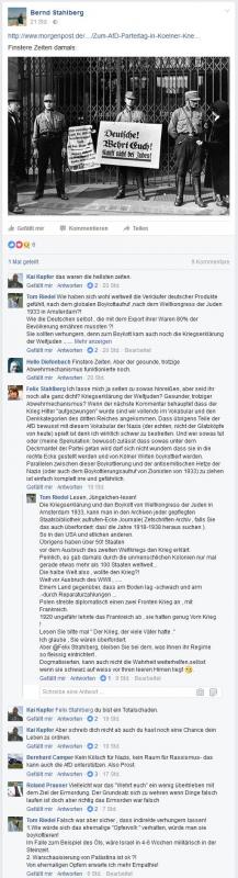 Screenshot des Beitrags des AfD-Bezirksverordneten Bernd Stahlberg