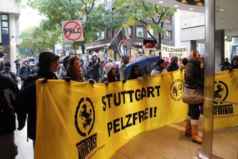 Demonstration in Stuttgart gegen Pelz