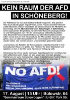 Kurzaufruf-Flyer gegen die AfD-Veranstaltung am 17. August 2017 in Schöneberg