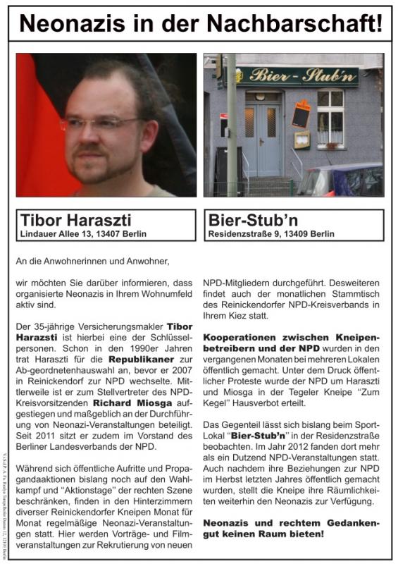 NPD-Funktionär Tibor Haraszti, Lokal Bierstub'n