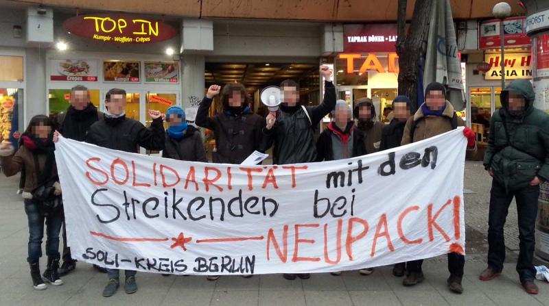 Solidarität mit den Streikenden bei Neupack