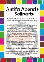 Antifa-Abend mit Soliparty - Flyer Vorderseite
