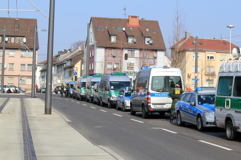 8.März 2014 Heilbronn, massive Polizeipräsenz vor dem Berliner Platz