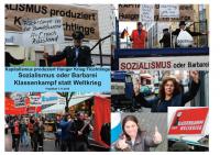 Collage zu Agit-Prop-Einsatz gegen das Flüchtlingselend des Kapitalismus