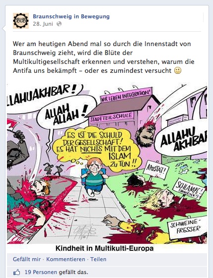 Antiislamische und rassistische Hetze auf der facebook-Seite von "Braunschweig in Bewegung"