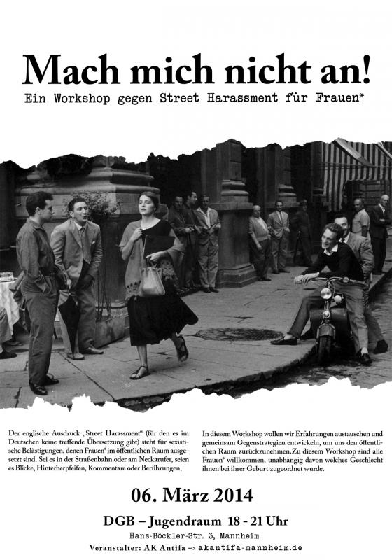 Flyer: Mach mich nicht an! Ein Workshop gegen Street Harassment für Frauen*