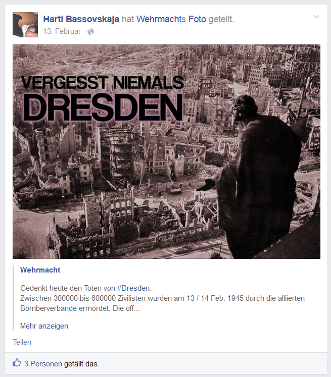 Facebook-Veröffentlichung von Jens Hartmann, 13. Februar 2015 ⬆