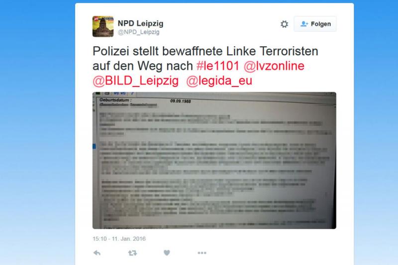 Und schon fahnden die Freunde des Team Brown mit den Daten des Team Green – NPD veröffentlicht Screenshot von Polizeicomputer