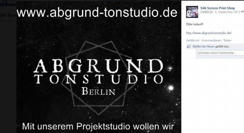 Face­book: „Bitte teilen !!!“, Möbus bewirbt Burck­schats „Abgrund Ton­studio“