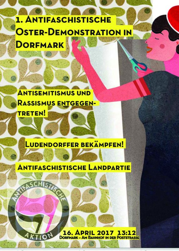 Flyer zur 1. antifaschistischen Oster-Demonstration in Dorfmark am 16.04.17