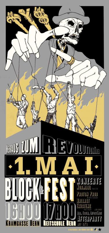 Plakat des Revolutionären 1. Mai Bündnis Bern 2010