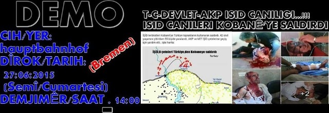 Demo in Bremen wg. Angriff auf Kobanê 27. 6. 2015 14 Uhr