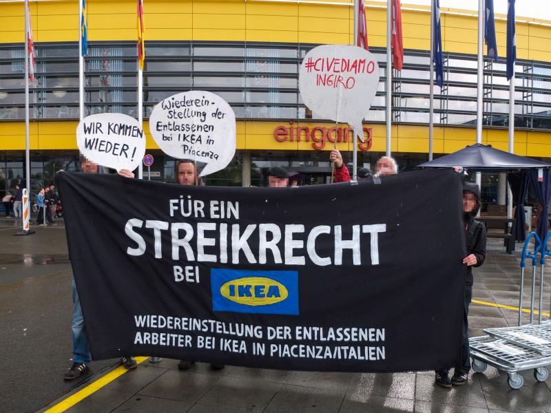 Transpi: Für ein Streikrecht bei IKEA