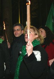 Tarek Al-Wazir bei der Räumung des Hüttendorfs im Kelsterbacher Wald