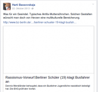 Facebook-Veröffentlichung von Jens Hartmann, 22. Oktober 2013 ⬆