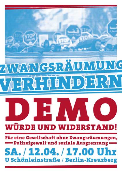 Demo gegen Zwangsräumungen, Polizeigewalt und soziale Ausgrenzung