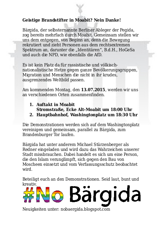 #NoBärgida - Gemeinsam gegen Rassismus