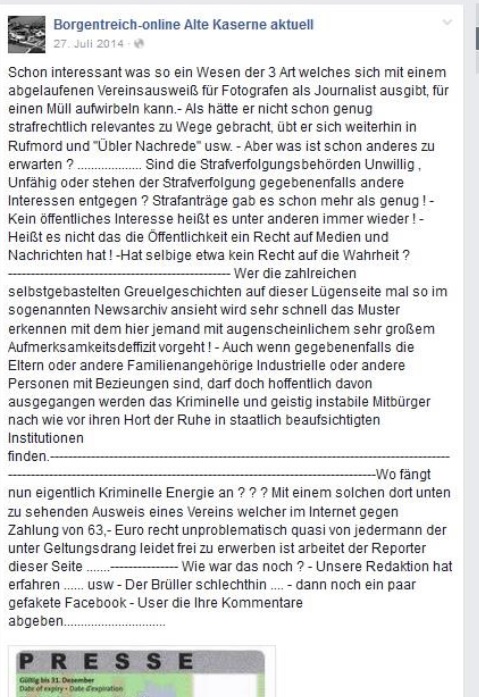 selbsternannter Chefredakteur Michael B. aus Ennigerloh hetzt gegen Flüchtlinge getarnt unter verschiedenen Newsportalen im Netz 10