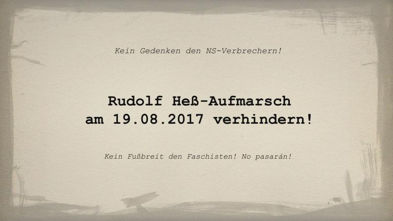 Gedenkaufmarsch für Rudolf Heß in Berlin-Spandau verhindern!