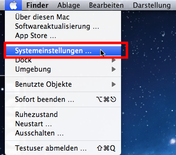 Systemeinstellungen öffnen