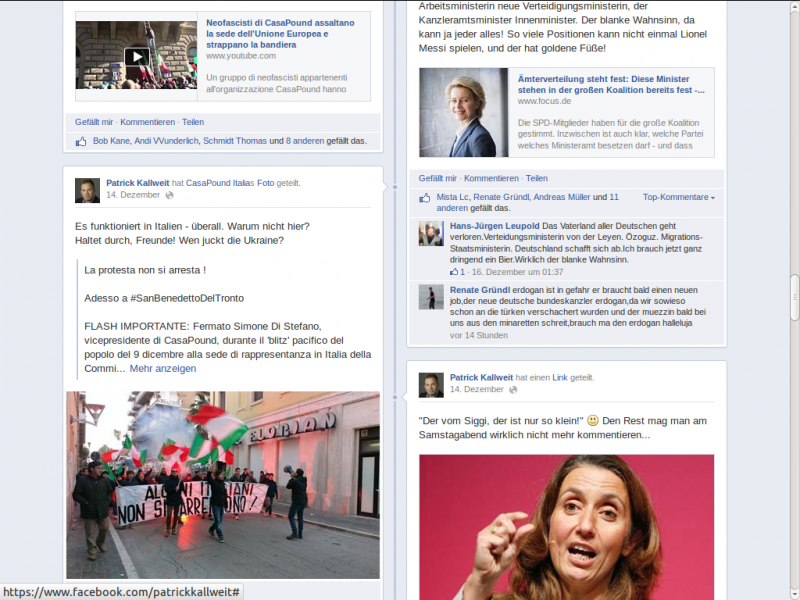 Screenshot von der Facebook-Seite von Patrick Kallweit (JN)