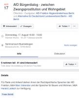 Facebook-Veranstaltungsankündigung des Berliner AfD-Landesverbandes für die Veranstaltung im "Seminarraum Bülowbogen".