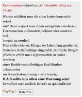 "Bewaffnet euch endlich, bevor’s zu spät dafür ist!" Federico Götz alias "Kammerjäger" am 27.12.2013 auf dem "Kybeline"-Blog