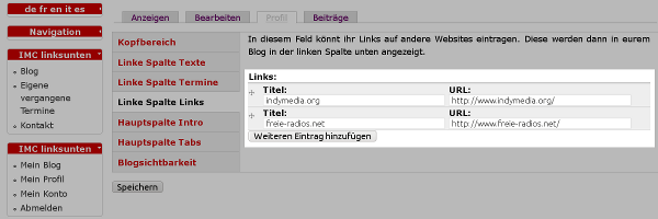 Screenshot links