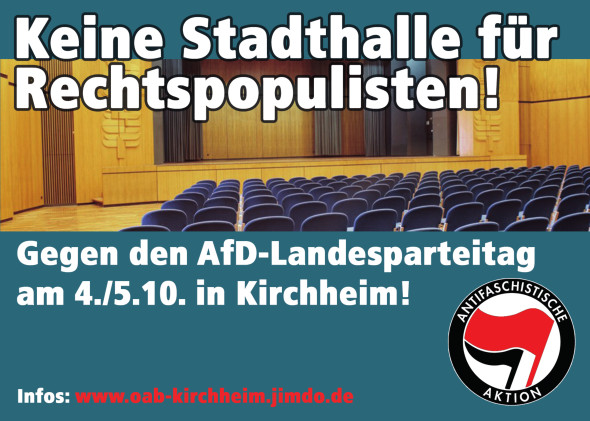 Flyer gegen den AfD-Landesparteitag in Kirchheim/Teck - vorne