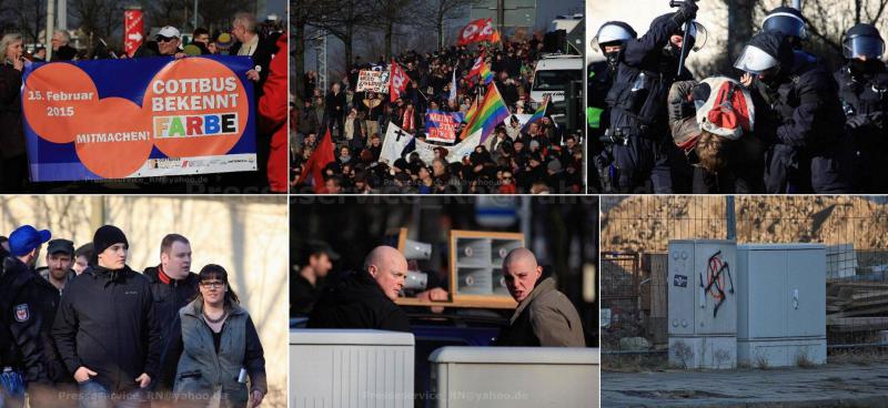 Impressionen com Naziaufmarsch in Cottbus