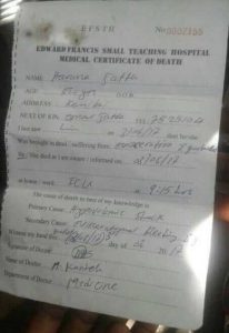 Medical certificate of death