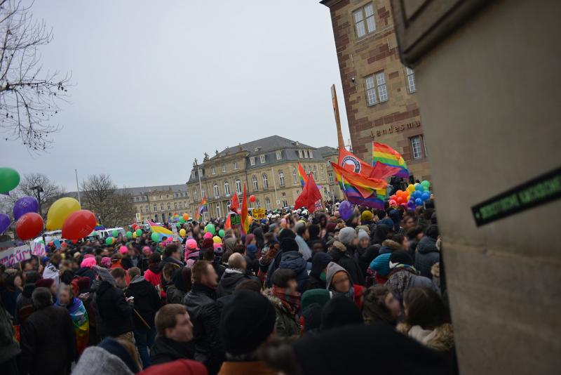 Blockade Zugang zur rechten Kundgebung